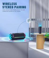 Ortizan Bluetooth Speaker Bluetooth 5.3 Portable Music Box IPX7 Bluetooth Box with TWS Stereo RGB Lights 30Hrs Playback TF Slot