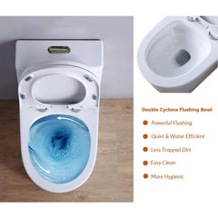 Compact One Piece Toilet 22.8" Depth Modern Short Design Dual Flush for Small Tiny Mini Bathroom 12" Rough-in,White