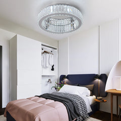 Modern Big Crystal Ceiling Lamp LED Light Circle Chandelier Lustre Indoor Bedroom RC Dimmable Fixtures Living Room Hotel Decor