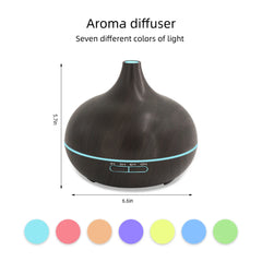 For Home 550ml Wood Grain Essential Oil Diffuser with Remote Control  Ultrasonic Cool Mist Humidifier  7 Color LED Lights   6 Es