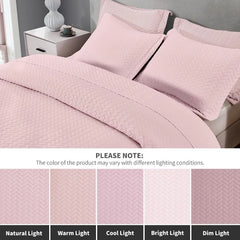 White Quilt Set Queen Size, Lightweight Bedspread Ultrasonic Chevron Pattern Light Coverlet for All Season Comforter Bedding
