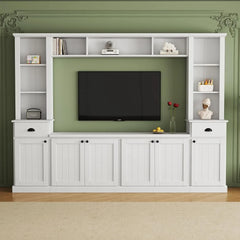 Entertainment Wall Unit Set with Bridge,  TV Stand Console Table with Adjustable Shelves for TVs Up to 75”, Large Media Console