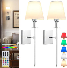 Wall Lights Battery Operated Wall Sconces Set Of 2,Rechargeable Wall Light With Wireless Remote Dimmable,12 Colors Modes