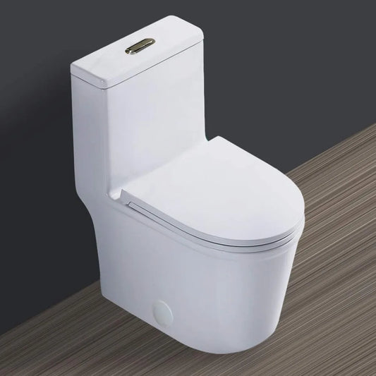 Compact One Piece Toilet 22.8" Depth Modern Short Design Dual Flush for Small Tiny Mini Bathroom 12" Rough-in,White