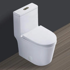 Compact One Piece Toilet 22.8" Depth Modern Short Design Dual Flush for Small Tiny Mini Bathroom 12" Rough-in,White