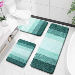 Bathroom Rugs Sets 3 Piece, Soft Absorbent Microfiber Bath Rugs and U-Shaped Contour Toilet Rug Area Rug Set
