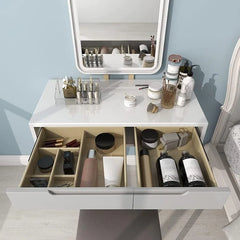 Makeup Vanity Desk with Lights, Small Vanity with Adjustable Brightness Mirror for Small Spaces, Vanity Desk with Drawers