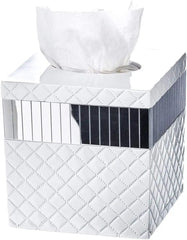 White Bathroom Accessories Set - includes: Trash Can, Tissue Box Cover, Soap Dispenser, Toothbrush Holder, Tumbler & Soap Dish