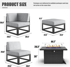 Large Aluminum Patio Furniture Set  Modern Outdoor Conversation Set Sectional  Sofa Set