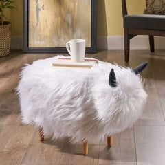 Velvet Cow-Shaped Ottoman – Cute Footstool with Cushioned Seat for Playroom & Porch