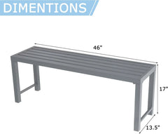 Outdoor Metal Backless Bench Set of 2, 46" Patio Garden Bench for Outdoor, All Wheather Outdoor Bench for Garden, Backyard