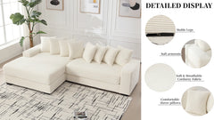 Oversized Two-Piece  Couches,  L Shaped Sofa, Corduroy, Left Chaise Daybed,with Armrests,Eight Throw Pillows,Corner Sofa