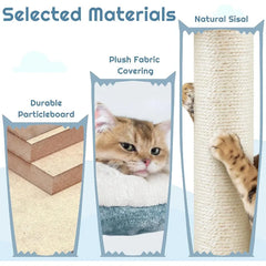 61in Tall Ocean-Themed Cat Tree, Multi-Level Cat Tower with Shark's Mouth-Shaped Nest, Fish-Shaped Platform