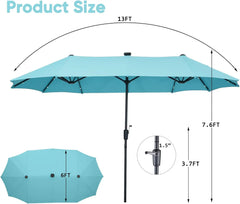 13Ft Large Patio Umbrella With Base Outdoor Double-Sided Market Extra Large Table Umbrella Outdoor Patio Easy Crank for Yard
