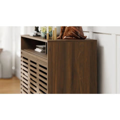 Buffet Sideboard Cabinet Modern Storage Cabinet with Louvered Door and Adjustable Shelf for Kitchen, Coffee Bar, Living Room