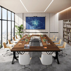 6.5FT Conference Table for 6-8 People 78inch Long Rectangular Seminar Table with Strong Metal Frame Business Furniture Boardroom