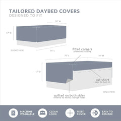 Madison Park Tuscany Daybed Cover Set-Trendy Damask Quilting With Scalloped Edges All Season Luxury Bedding With Bedskirt,