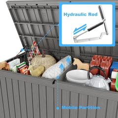 180 Gallon Lockable Resin Deck Box, Waterproof & UV-Resistant Outdoor Storage Box for Cushion & Delivery Storage, Coffee