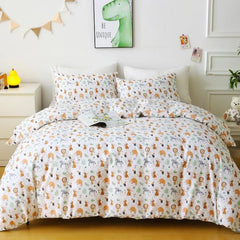 Twin Duvet Cover Kids 100% Cotton Butterfly White for Cute Bedding Set 3Pcs Ultra Soft Breathable Patterned Cartoon Comforter