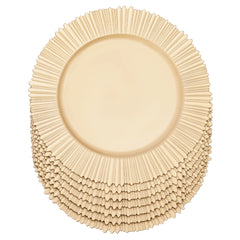 100 PCS Charger Plates Set, 13in Gold Round Dinner Plate, Plastic Decorative Service Plate Wedding Decor Table Place