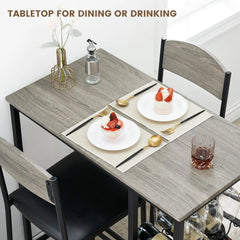 Bar Table Set for 2 with Footrest, Kitchen Dining Table with 2 Upholstered Chairs, Small Space Counter Height Bar Stools