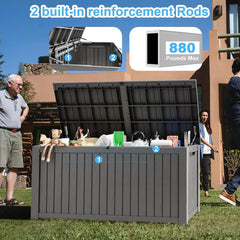 180 Gallon Lockable Resin Deck Box, Waterproof & UV-Resistant Outdoor Storage Box for Cushion & Delivery Storage, Coffee