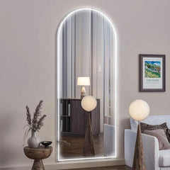 Full Length Mirrors with LED Lights, Arched Lighted Mirror, Free Standing Floor Mirrors, 63 "X 20"
