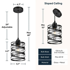 3 PACK Black Farmhouse Pendant Lights Kitchen Island Decor, Modern Seeded Glass Over Sink Pendant Light Fixture