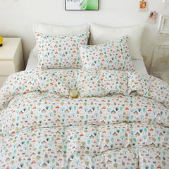 Twin Duvet Cover Kids 100% Cotton Butterfly White for Cute Bedding Set 3Pcs Ultra Soft Breathable Patterned Cartoon Comforter