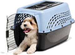 Cat Carriers, Two-Door Plastic Pet Kennel, Top & Front Loading, Made in USA, 24", Blue  pets