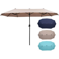 13Ft Large Patio Umbrella With Base Outdoor Double-Sided Market Extra Large Table Umbrella Outdoor Patio Easy Crank for Yard