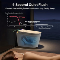 Smart Toilet with Built-in Tank & Bidet,4-Second Quiet Flush, Dual User Memory, Auto Open/Close, Foot Sensor Flush,Self-Cleaning