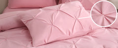DOWNCOOL 7 Pieces King Size Comforter Set, Pink Pintuck Bed in A Bag, Pinch Pleat King Size Bed Set,All Season Bedding Sets with