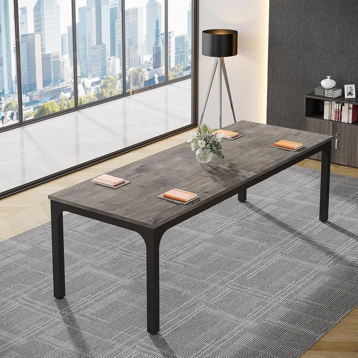 6.5FT Conference Table, 78.7 Inche Rectangle Meeting Seminar Table, Large Business Tables for 6-8 People