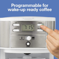 49933 2-Way 12 Cup Programmable Drip Coffee Maker & Single Serve Machine, Glass Carafe, Auto Pause and Pour, White