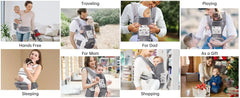 Baby Carrier, Baby Carrier Newborn to Toddler, Toddler Carrier with Hood All Seasons & All Position Baby Hip Carrier