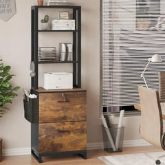 2 Drawer File Cabinet, Filing Cabinet with Lock fits Letter, Legal, A4 Size, File Cabinets for Home Office with Storage Bag