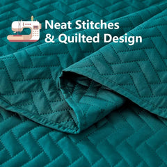 White Quilt Set Queen Size, Lightweight Bedspread Ultrasonic Chevron Pattern Light Coverlet for All Season Comforter Bedding