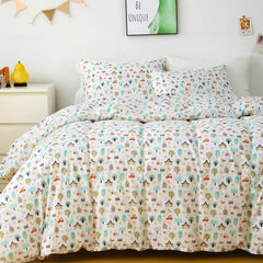 Twin Duvet Cover Kids 100% Cotton Butterfly White for Cute Bedding Set 3Pcs Ultra Soft Breathable Patterned Cartoon Comforter