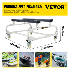 VEVOR 1000/1300LBS Watercraft PWC Dolly Jet Ski Stand Yacht Cart Boat Storage Trailer for Ski Fishing Boat Sailboat