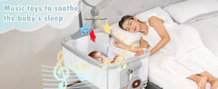 Baby Bassinet, Rocking Bassinet for Baby, 3 in 1 Bassinets Bedside Sleeper with Musical Toys, Bedside Bassinet for Baby