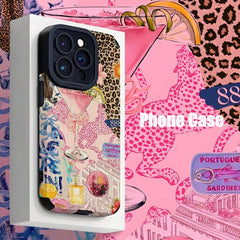Fashion Leopard-pattern Phone Case for Fall, Anti-drop Protector Cover Compatible for IPhone 16 Pro Max 15 Pro 14Plus 13 12 11