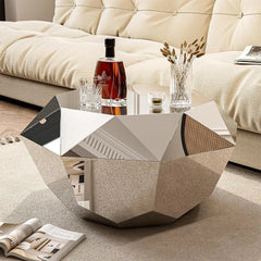 Modern Gold Stainless Coffee Table,Stainless Steel Small Cloud Fashion Design Accent Table End Table for Living Room Bedroom