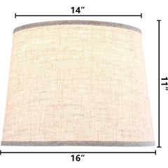 Lamp Shades Set of 2 Large Drum Linen Lampshade 14" Top X 16" Bottom X 11" High (Spider) Farmhouse Lamp Shade for Table