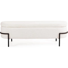 Storage Ottoman Bench with Metal Stand, Upholstered Sherpa Stool with Large Storage Space, Modern Storage Bench