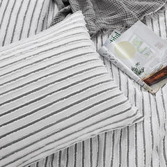 Oversized King Boho Comforter Set 120x120, Black White Tufted Jacquard Geometry Bedding 2 Matching Pillow Cases, Comforters
