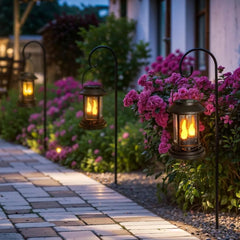Outdoor Solar Candle Light, Flashing Decorative Lantern, Post Light, Waterproof, 6-Piece