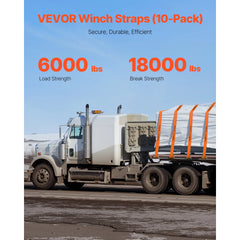 SucceBuy 10Pack Winch Truck Straps 4in x 30ft with Flat Hook 18000lbs Cargo Tie-Down Trailer Straps for Flatbeds Farms & Rescues