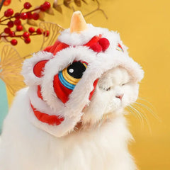 Dance Lion Hats For Cats Cute Plush Pet Hat Chinese New Year Costume Soft Warm Clothes Pets Daily Cat Dog Dress Up Supplies
