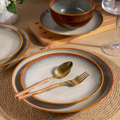 Ceramic Dinnerware ,Stoneware Plates and Bowls Sets,Handmade Reactive Glaze Dishes Set,Chip Resistant and Scratch (24PCS)